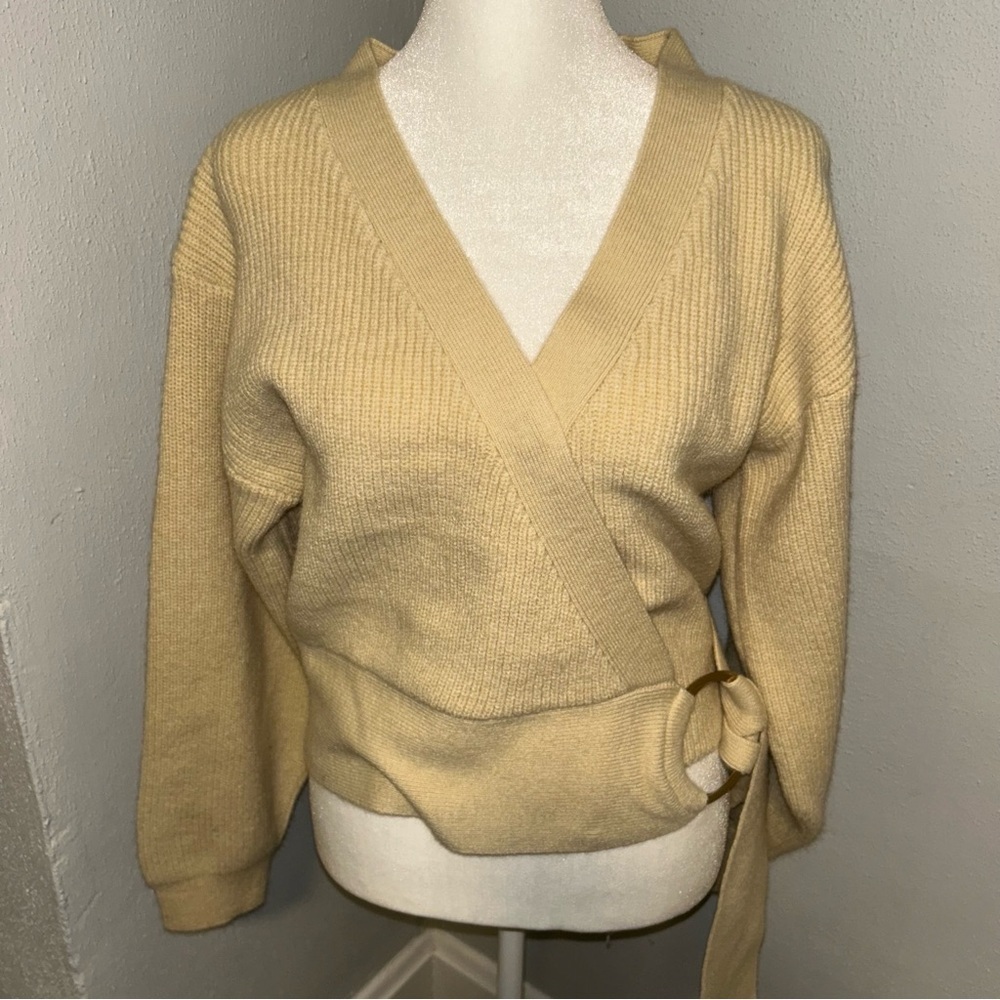 Vici Tan V-Neck Wrap Sweater